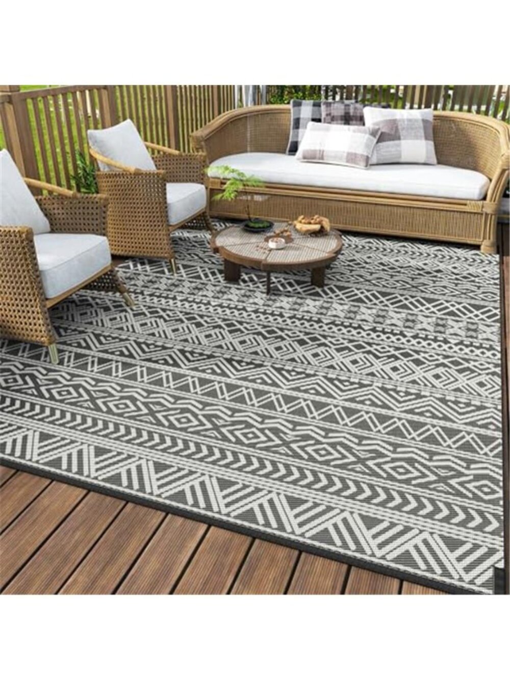Outdoor Rug Carpet Waterproof 5x8 Outdoor Patio Rug Mat Reverisble Plastic Straw
